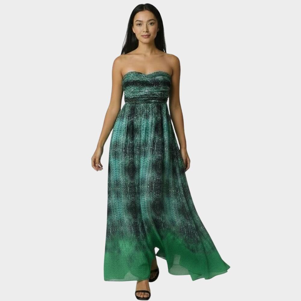 ANTHROPOLOGIE MOULINETTE SOEURS Vernalis Snake Print Straples Maxi Dress Size 0P